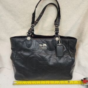 Coach Black Signature Leather Tote w/ Wallet